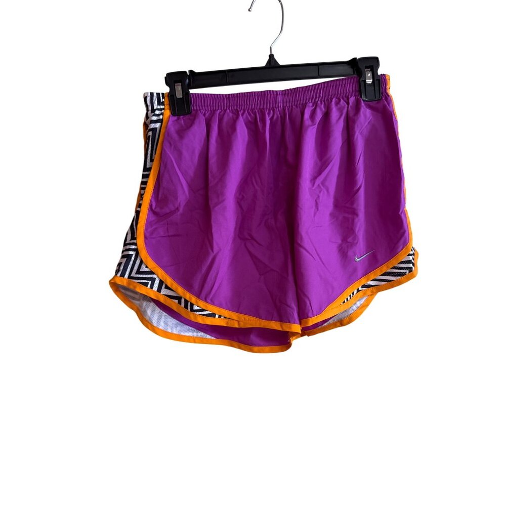 Nike Dri-Fit Running Shorts Purple W/ Orange Trim & Chevron Side Panels M